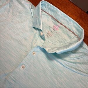 Johnnie-O Featherweight Aqua Men's Polo Shirt UPF 50 size large